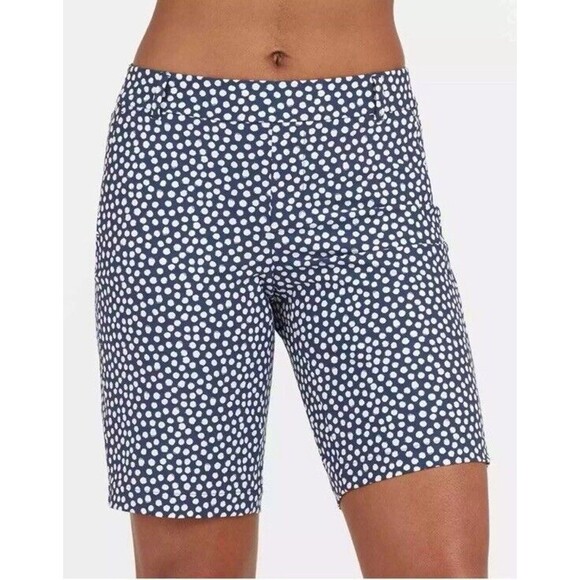 Spanx Sunshine Shorts, 10" Navy Printed Dot Size L - Picture 3 of 14